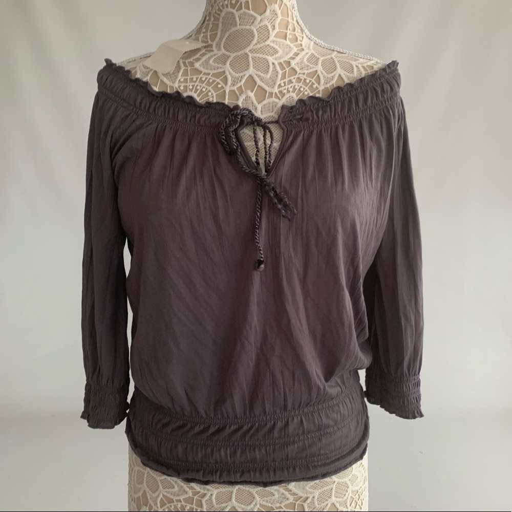 Bodycentrl gray quarter length sleeve off shoulder